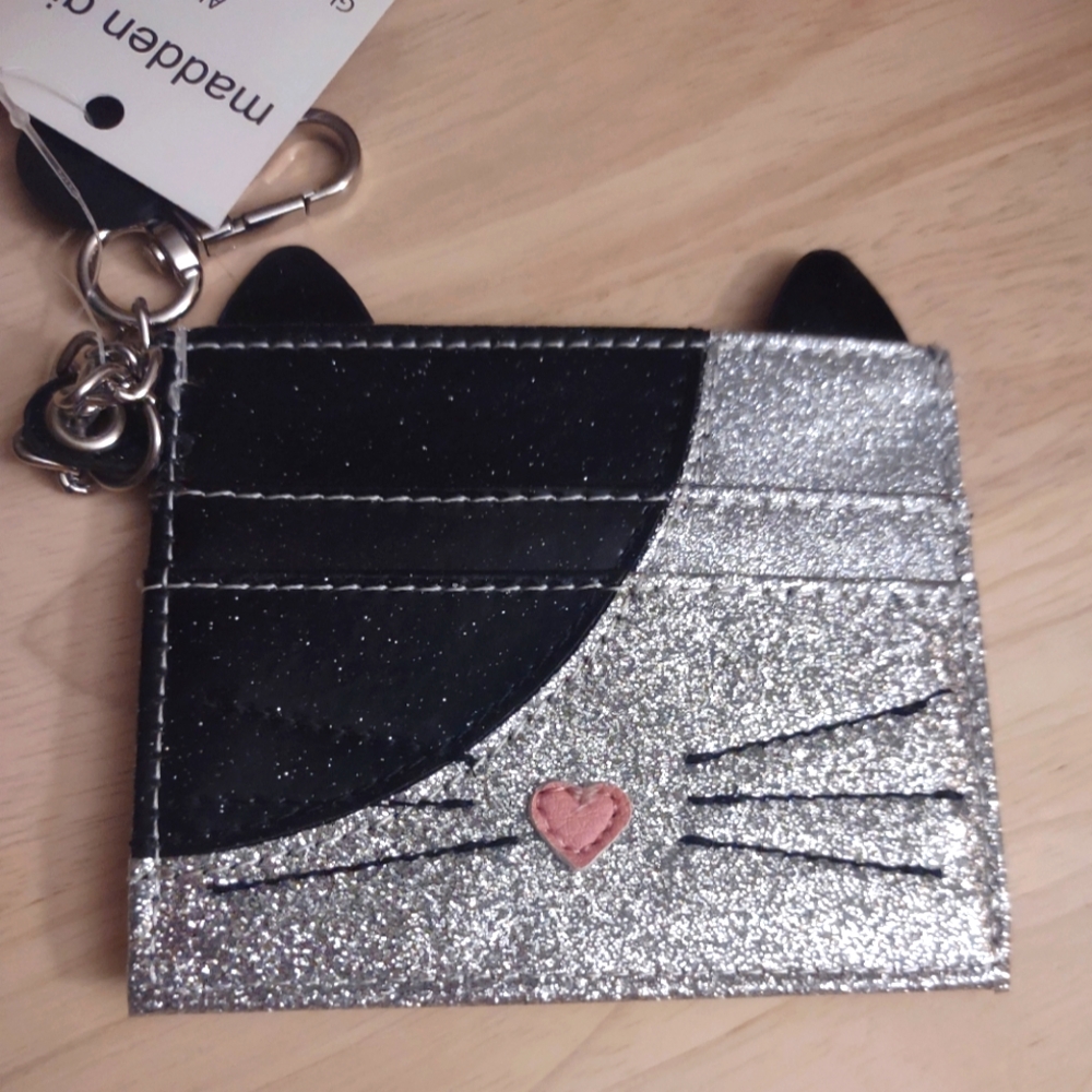 Madden Girl Y2K Kawaii Kitty Cat Glitter Sparkle Cardholder Wallet Keychain
